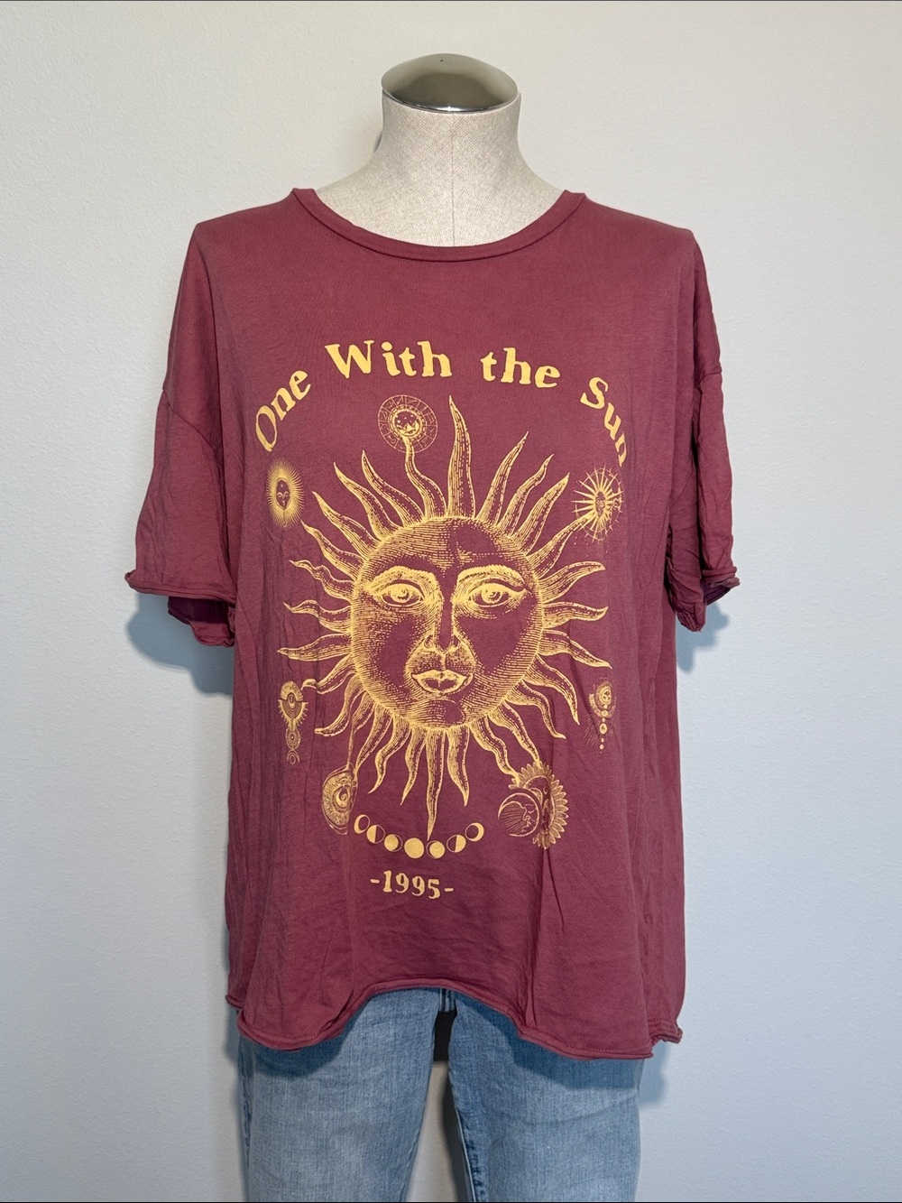 Buckle- Burgundy Cotton Tee - One With the Sun graphic